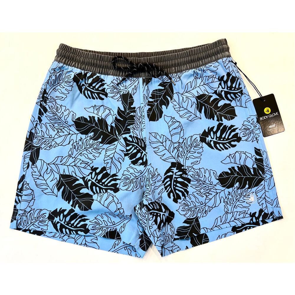 Mens Board Shorts by Body Glove - Blue Monstera Swim Trunks - NWT